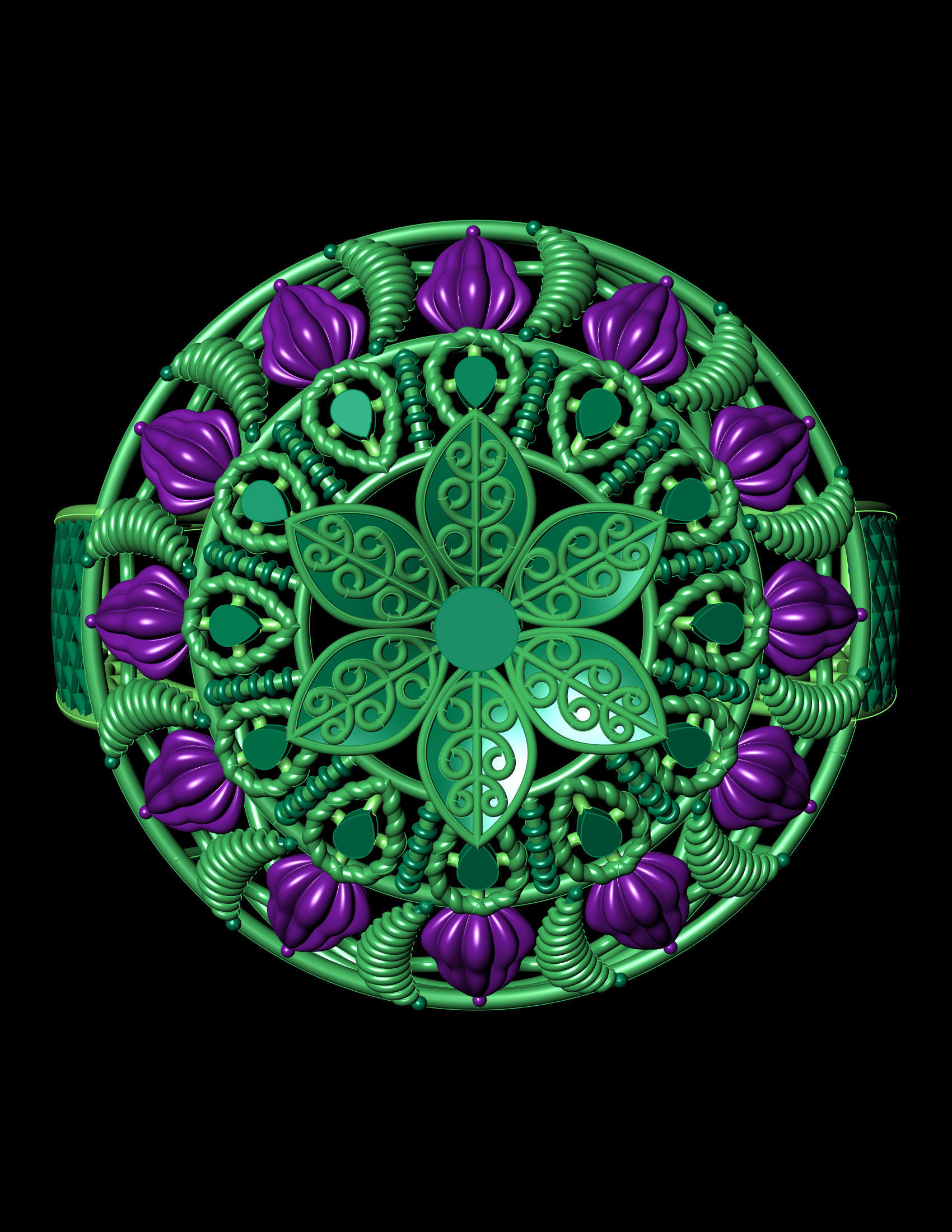 Traditional Indian Katak Gold Ring - 3D Print File  3D print model_4