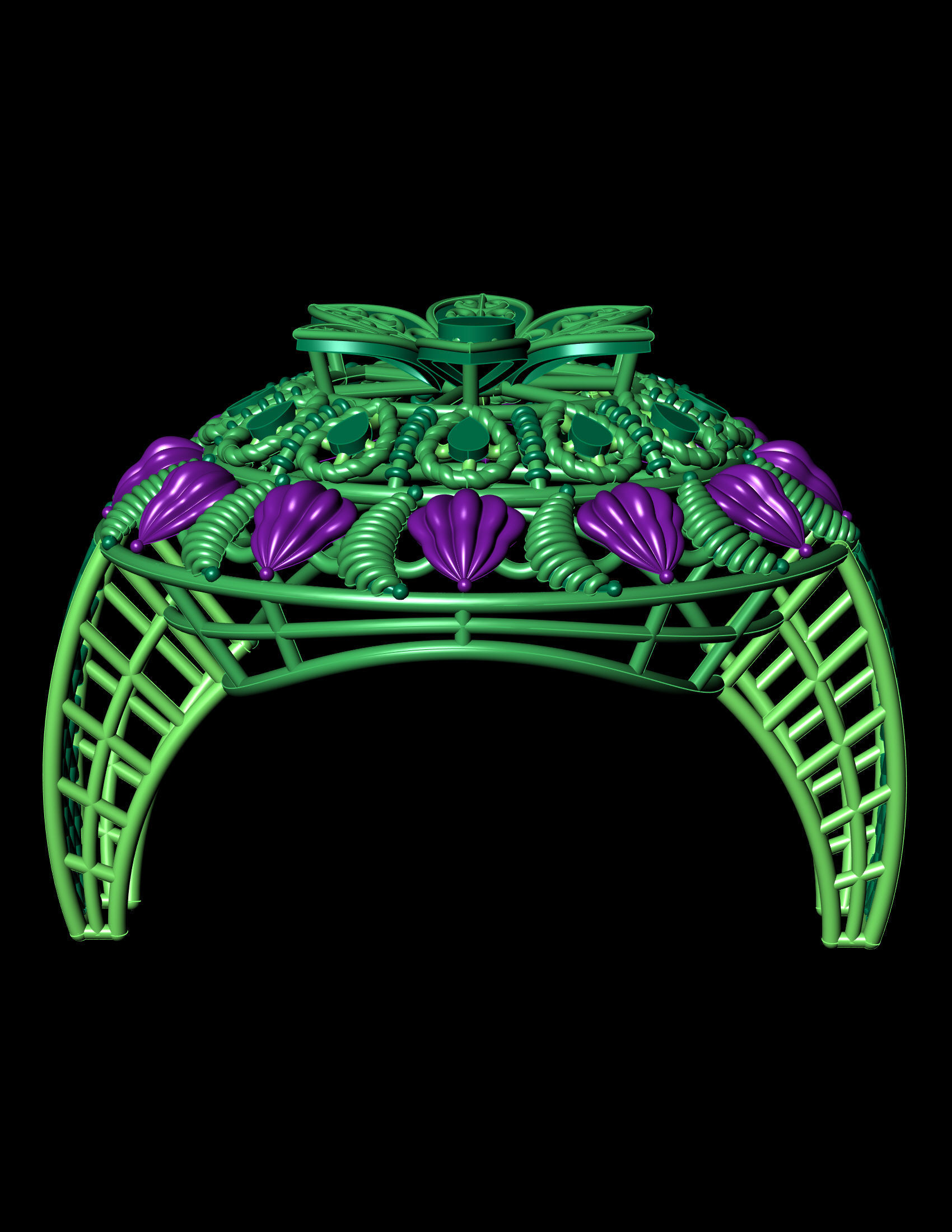 Traditional Indian Katak Gold Ring - 3D Print File  3D print model_1