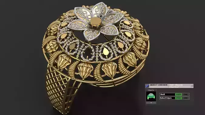 Traditional Indian Katak Gold Ring - 3D Print File 