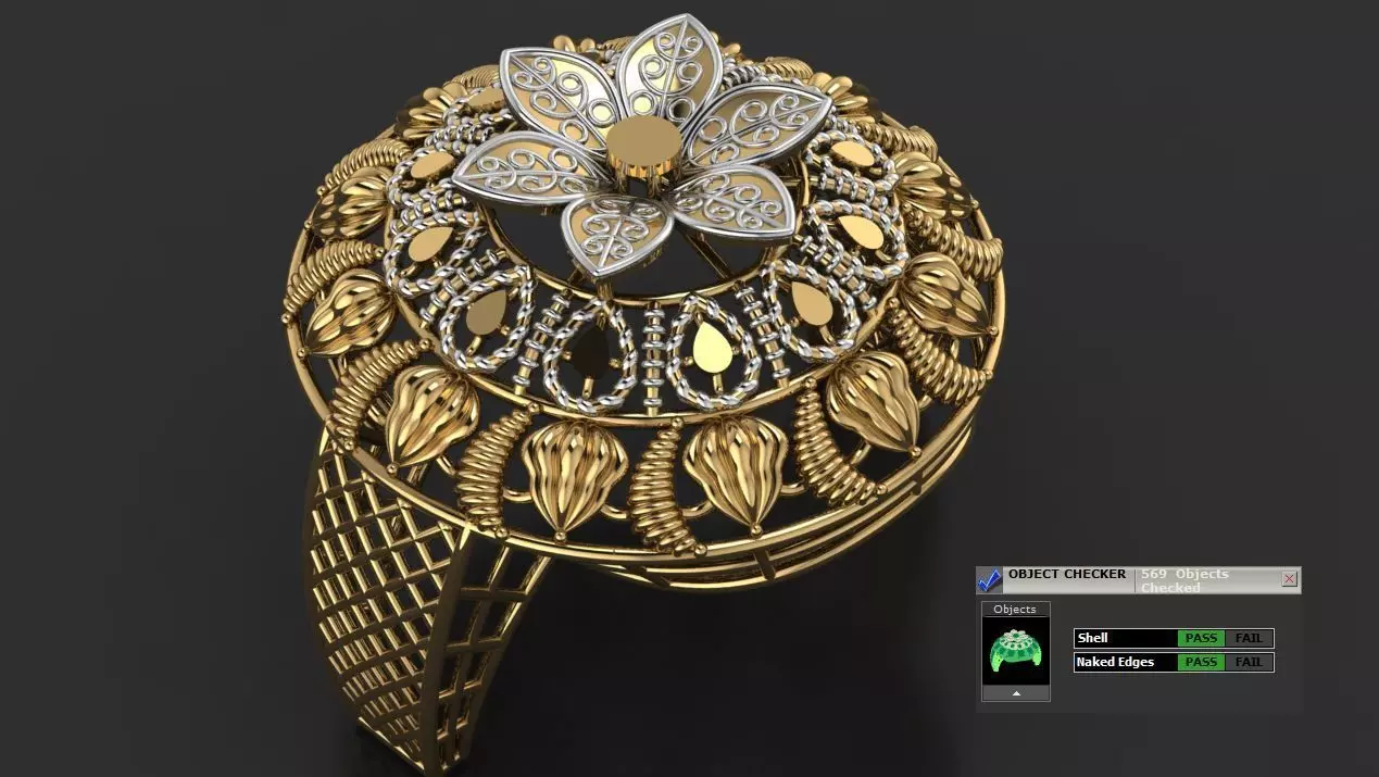 Traditional Indian Katak Gold Ring - 3D Print File  3D print model_0