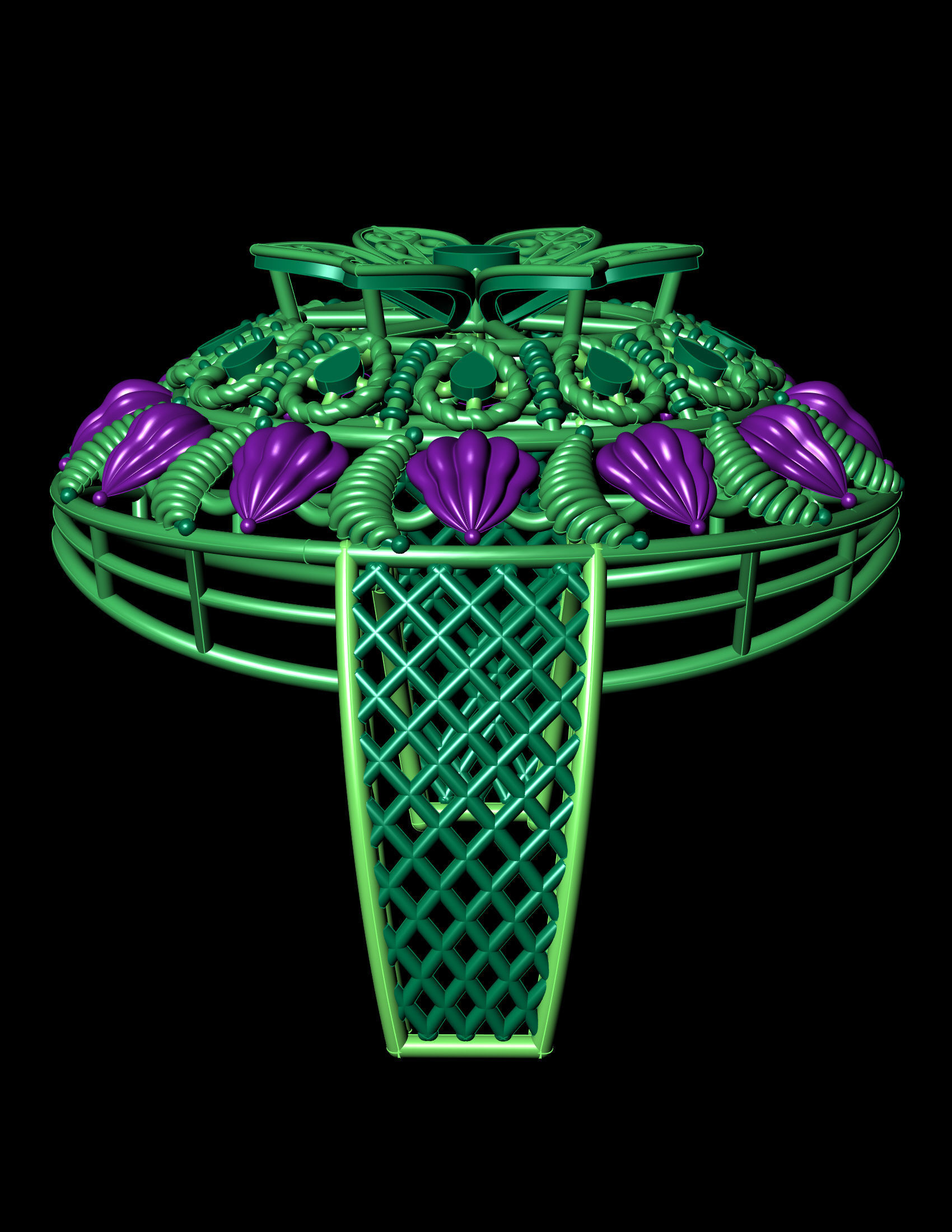 Traditional Indian Katak Gold Ring - 3D Print File  3D print model_2