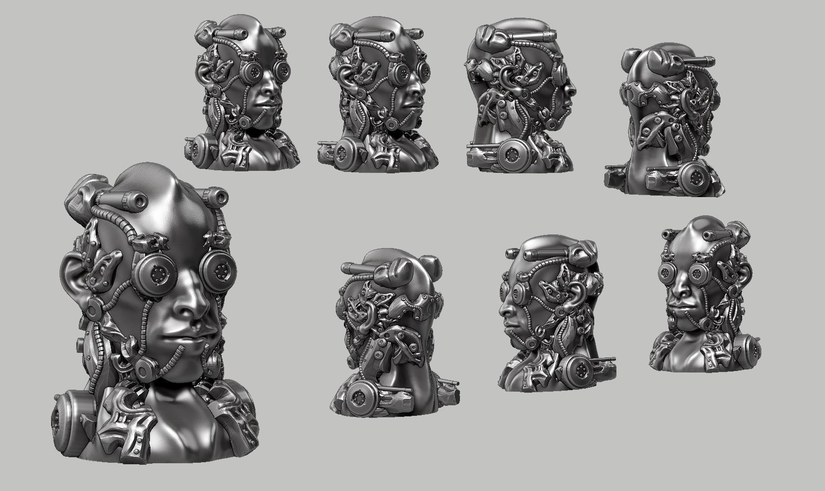 human robot head bust 147 3d print model 3D print model_2