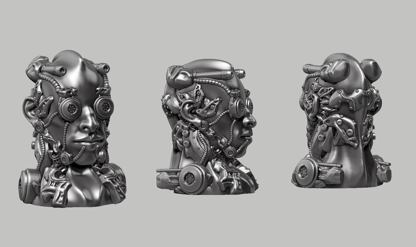 human robot head bust 147 3d print model 3D print model_1