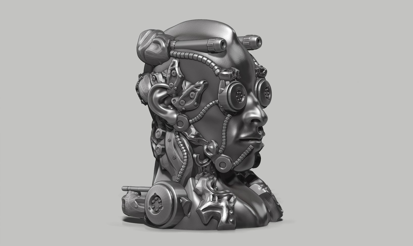 human robot head bust 147 3d print model 3D print model_4