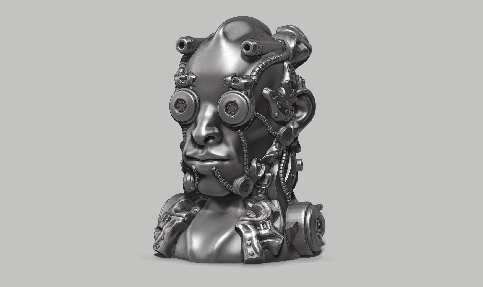 human robot head bust 147 3d print model 3D print model_11