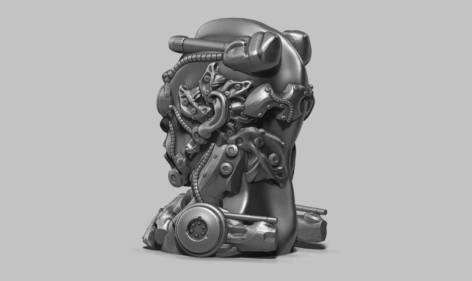 human robot head bust 147 3d print model 3D print model_9