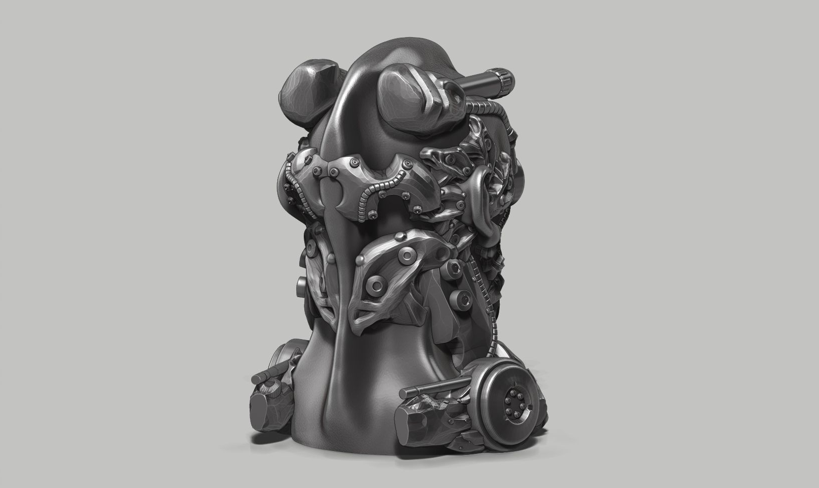 human robot head bust 147 3d print model 3D print model_7