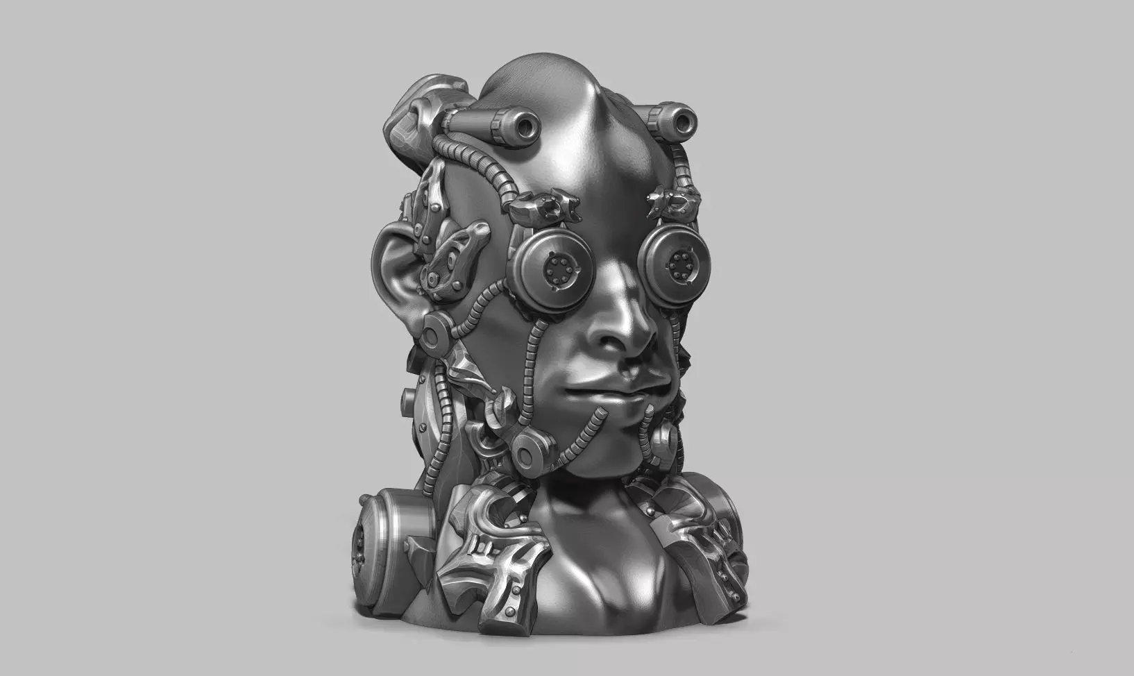 human robot head bust 147 3d print model 3D print model_0