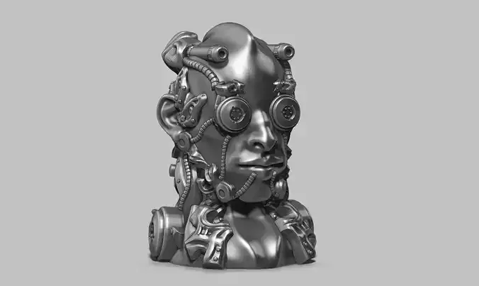 human robot head bust 147 3d print model 3D print model