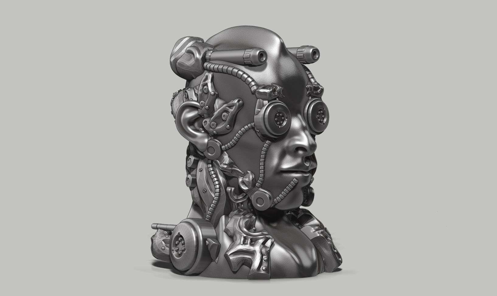 human robot head bust 147 3d print model 3D print model_3