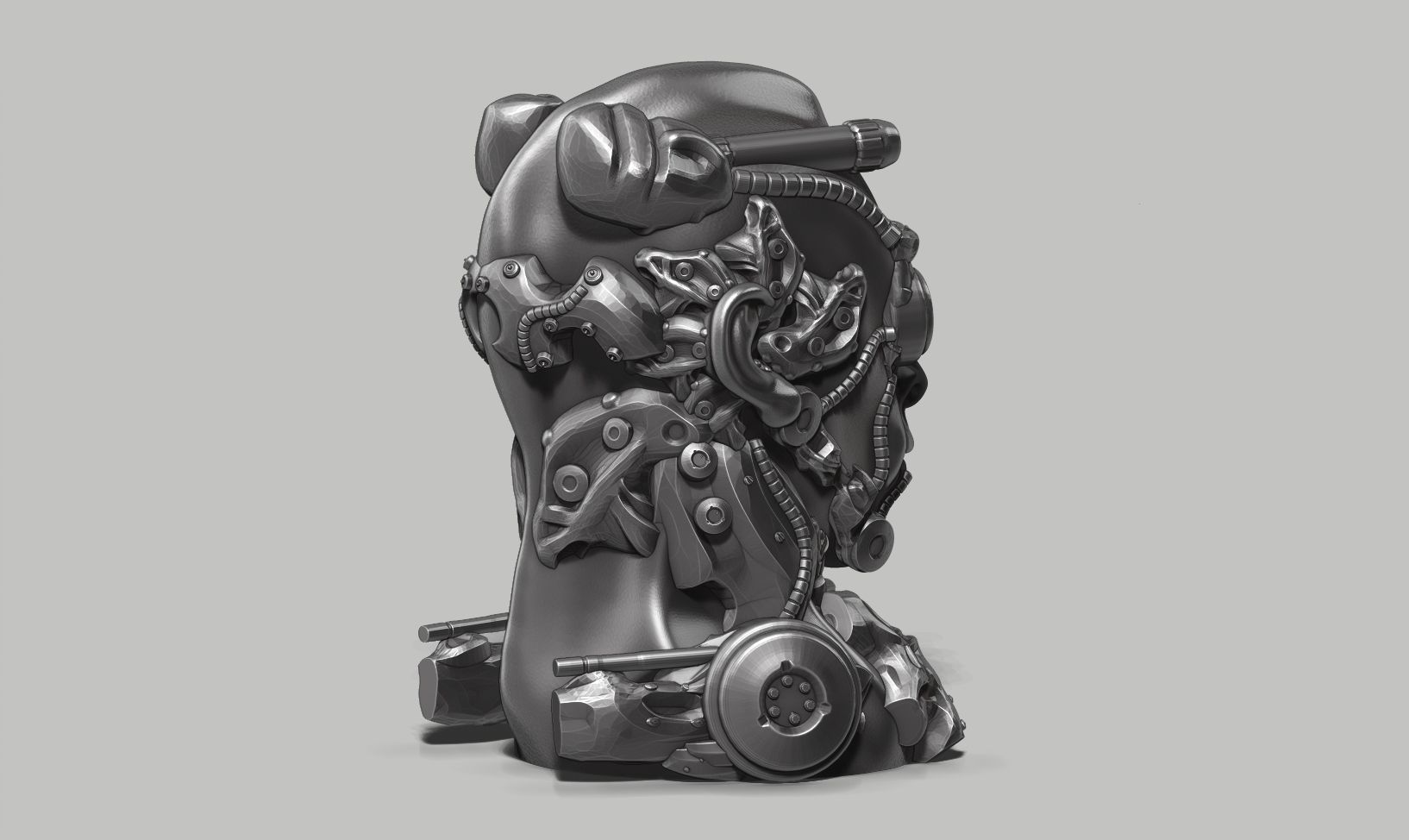 human robot head bust 147 3d print model 3D print model_6