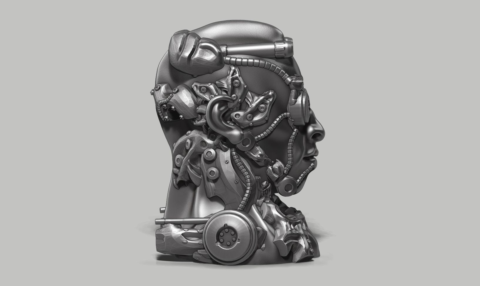 human robot head bust 147 3d print model 3D print model_5