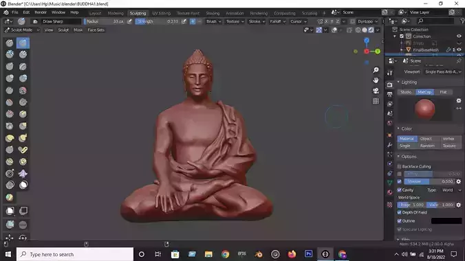 lord buddha statue 3d model