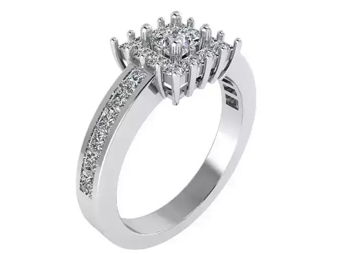 Round halo twisted ring 1839 3D print model