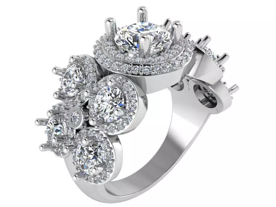 9-Stone Diamond ring 1842 3D print model 3D print model_0