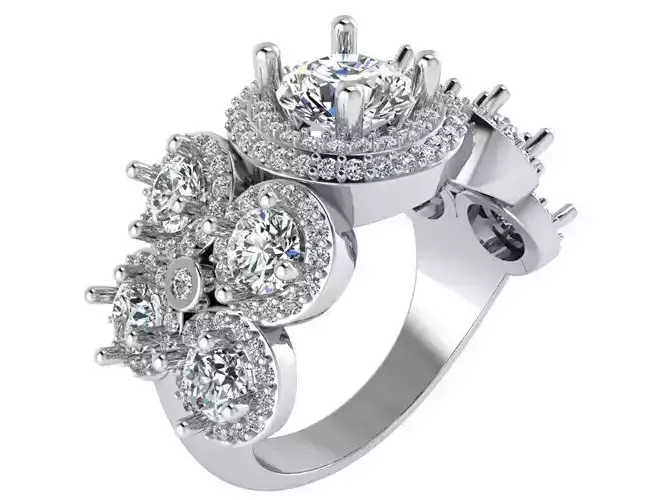 9-Stone Diamond ring  1842 3D print model