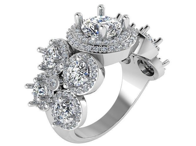 9-Stone Diamond ring  1842 3D print model 3D print model