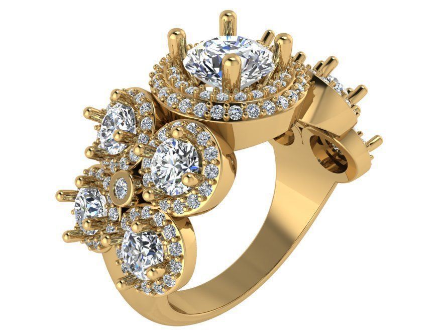 9-Stone Diamond ring 1842 3D print model 3D print model_1