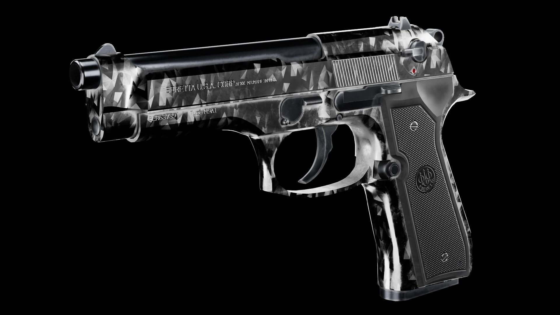 Low Poly Beretta M9 Low-poly 3D model_6