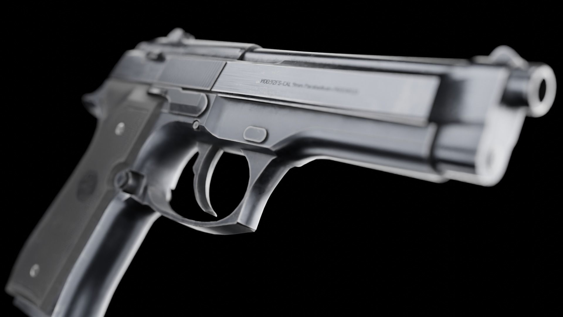 Low Poly Beretta M9 Low-poly 3D model_7