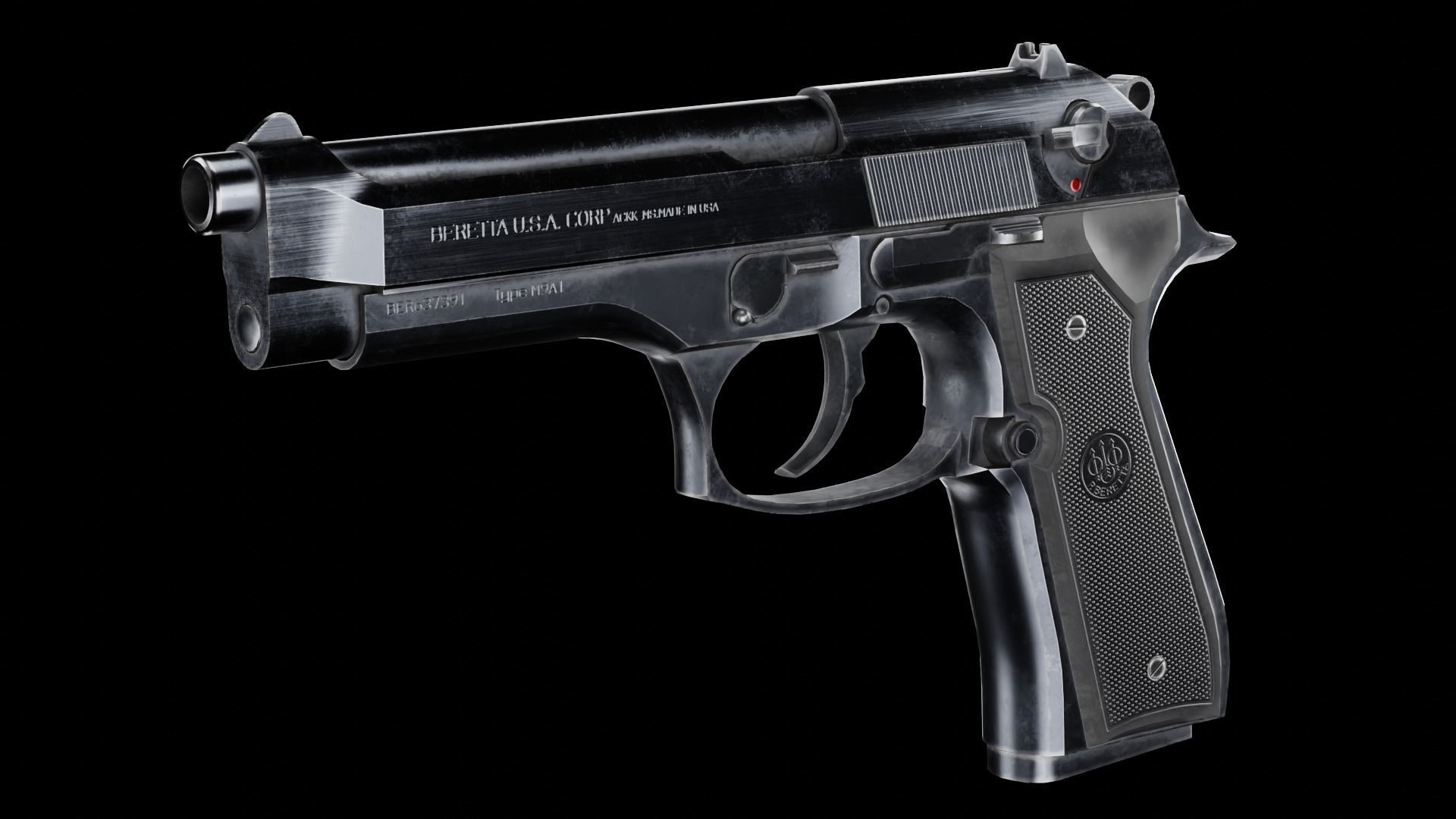 Low Poly Beretta M9 Low-poly 3D model_4