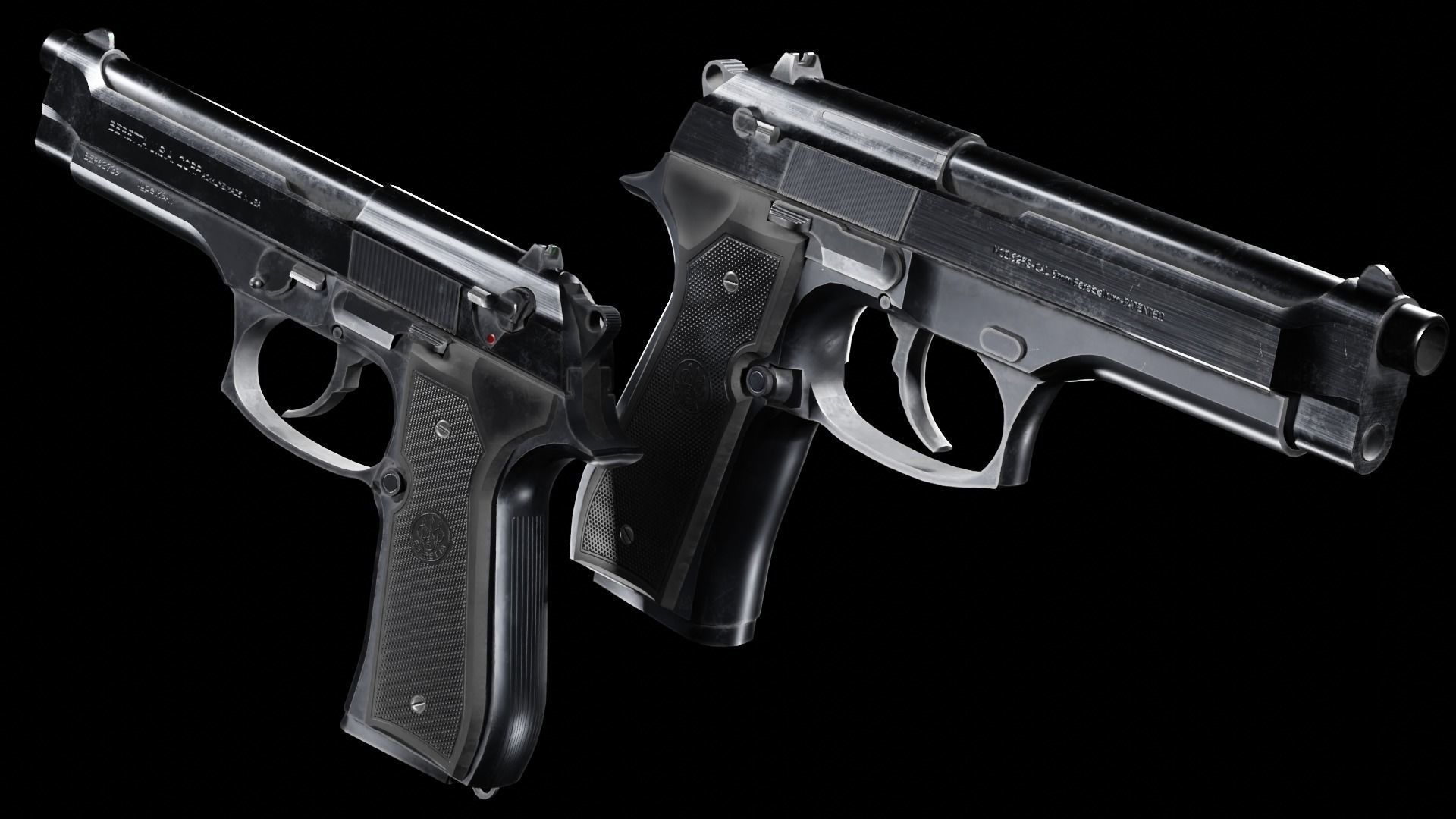 Low Poly Beretta M9 Low-poly 3D model_1