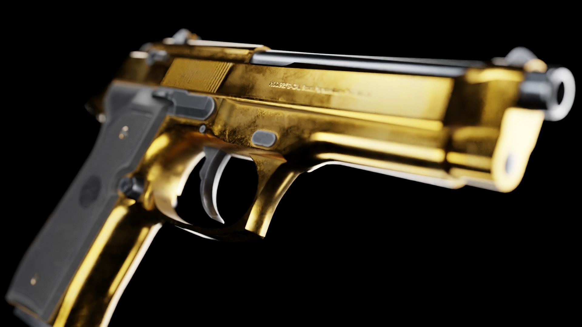 Low Poly Beretta M9 Low-poly 3D model_8