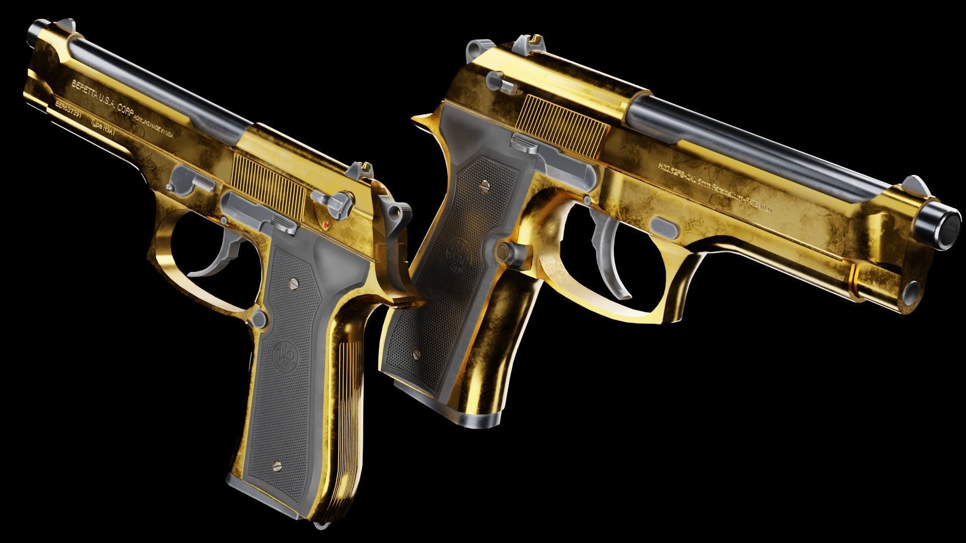 Low Poly Beretta M9 Low-poly 3D model_2
