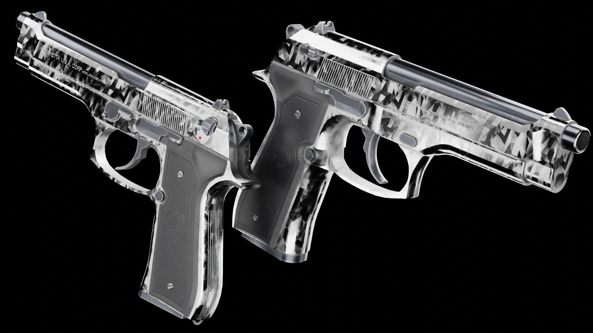 Low Poly Beretta M9 Low-poly 3D model_3