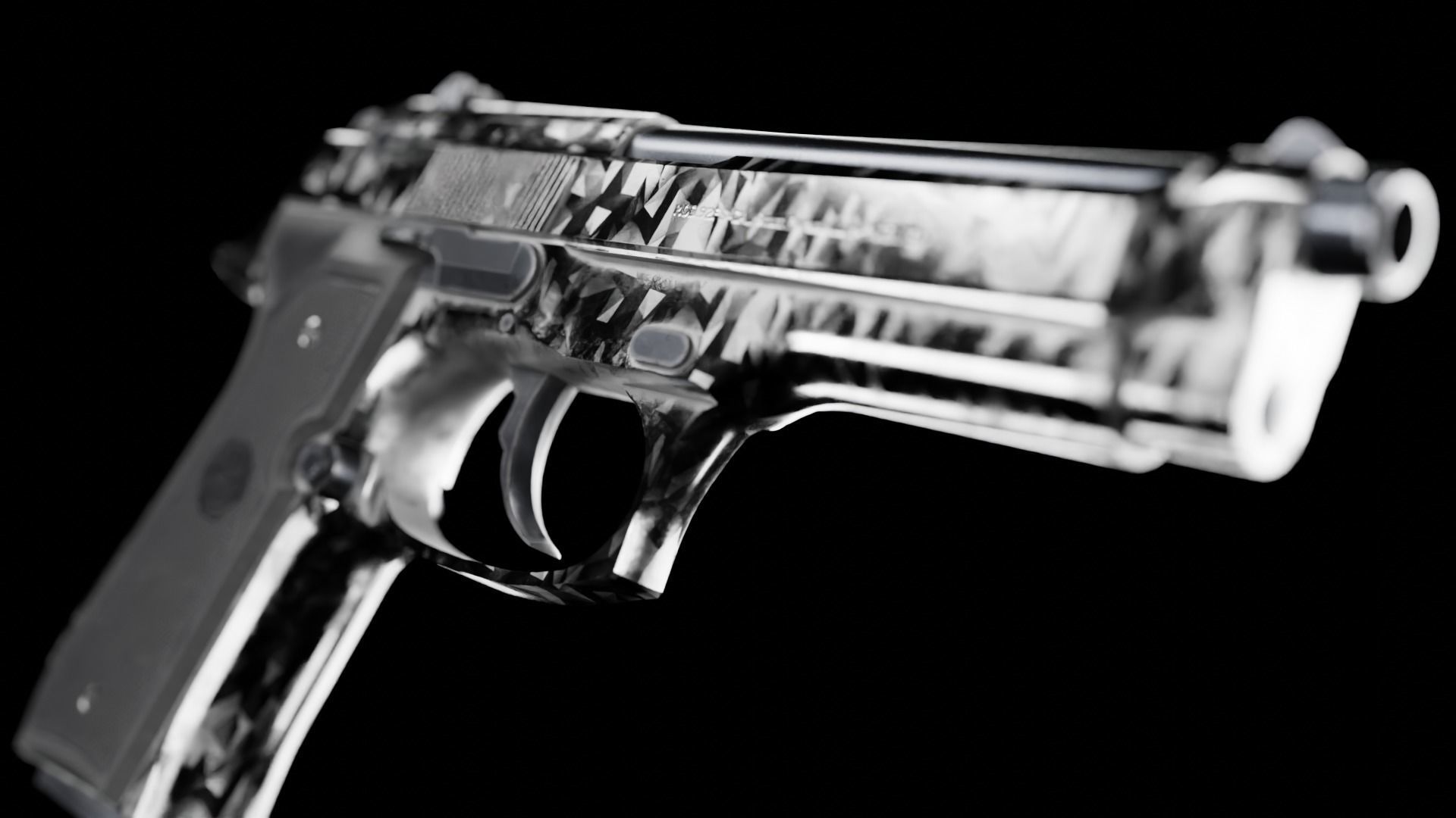 Low Poly Beretta M9 Low-poly 3D model_9