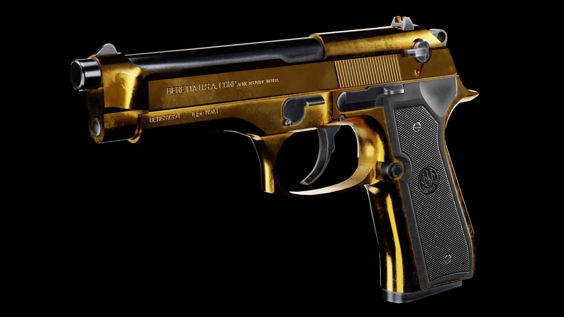 Low Poly Beretta M9 Low-poly 3D model_5