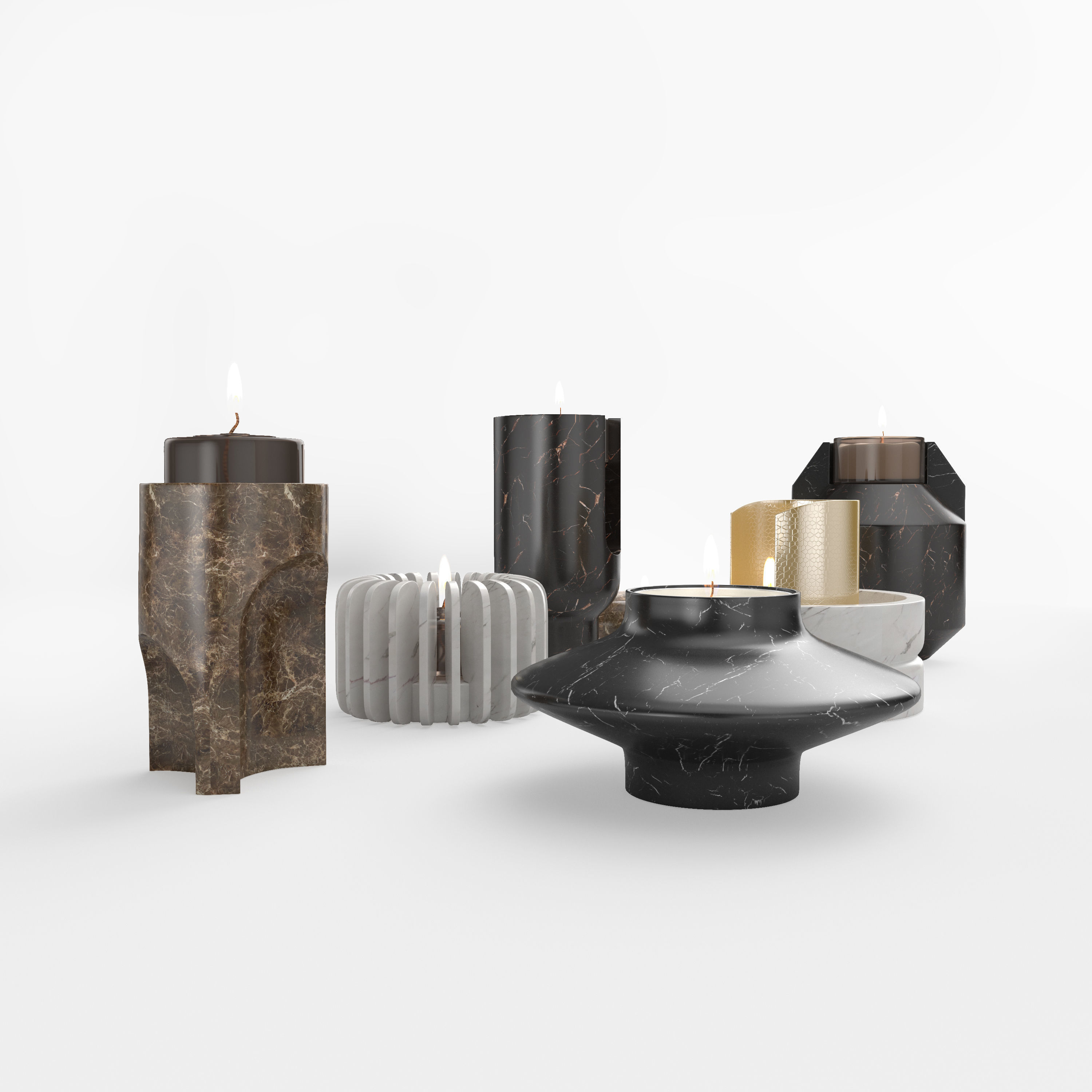 oOumm Candle Holders Decor Set 3D model_2