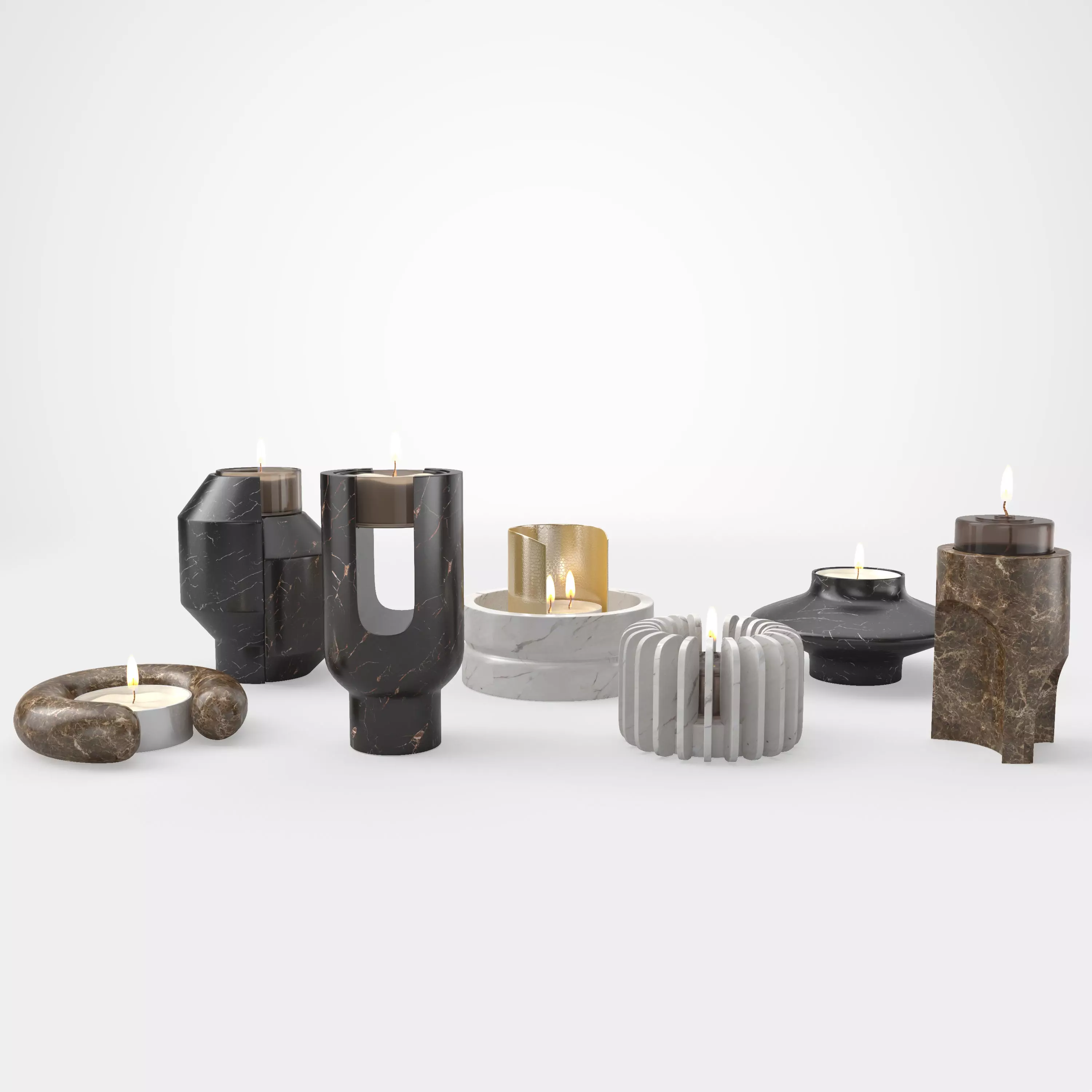 oOumm Candle Holders Decor Set 3D model_0