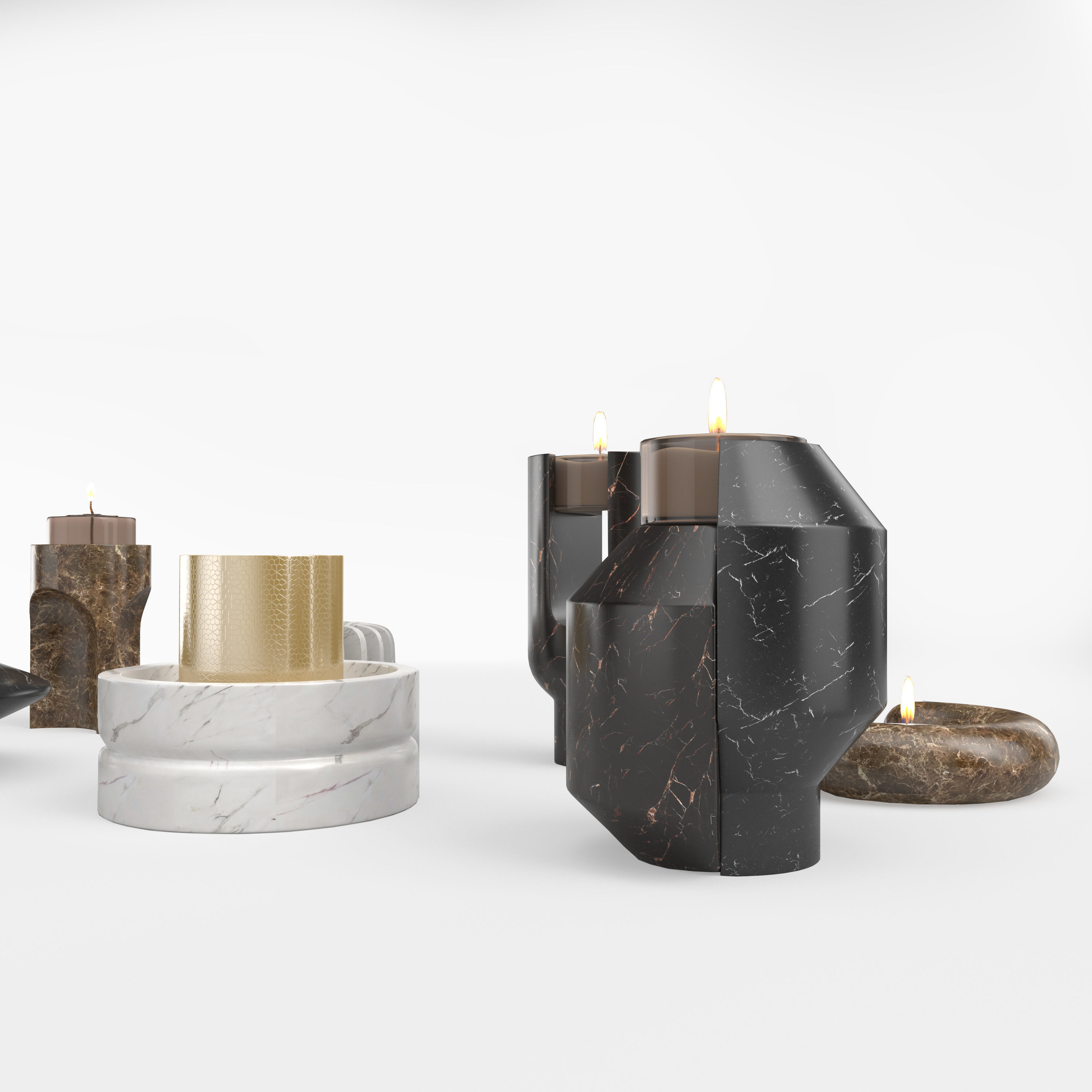 oOumm Candle Holders Decor Set 3D model_3