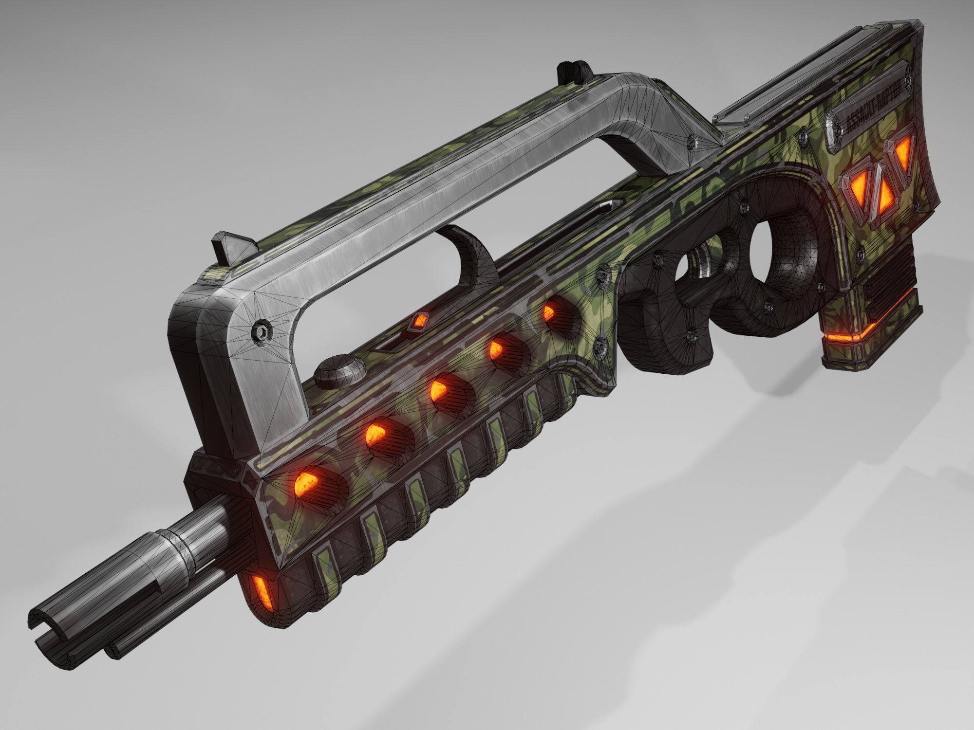 Sci-fi assault rifle Low-poly 3D model_2
