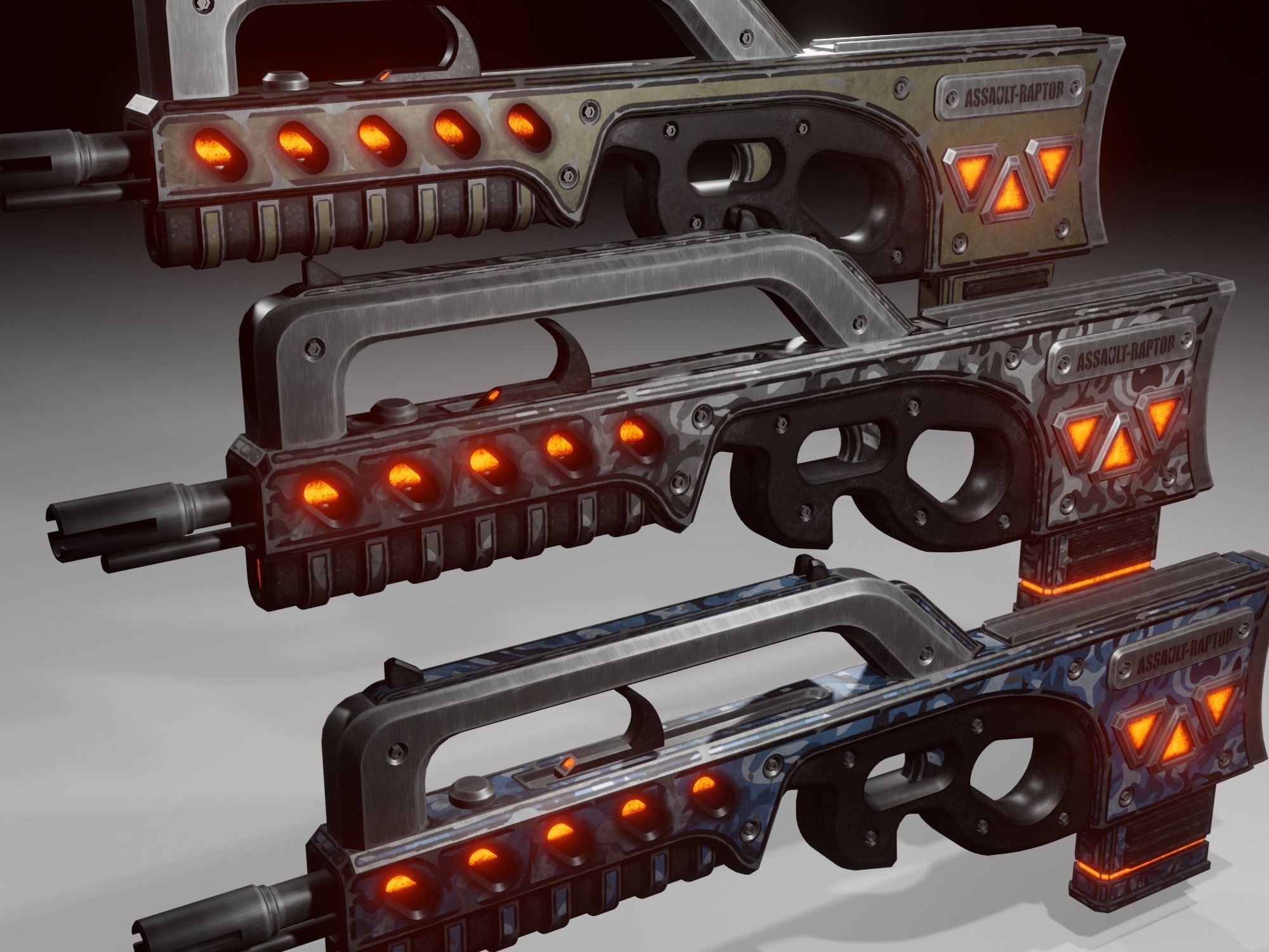 Sci-fi assault rifle Low-poly 3D model_12