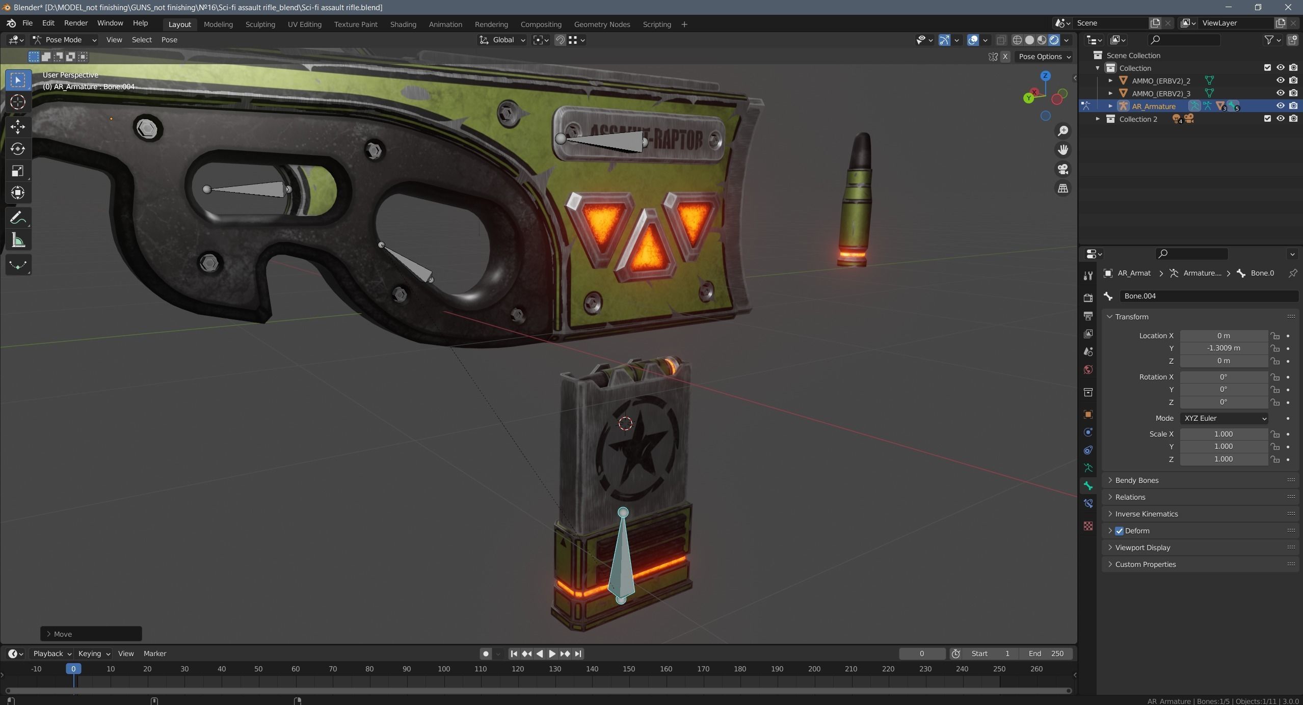 Sci-fi assault rifle Low-poly 3D model_26