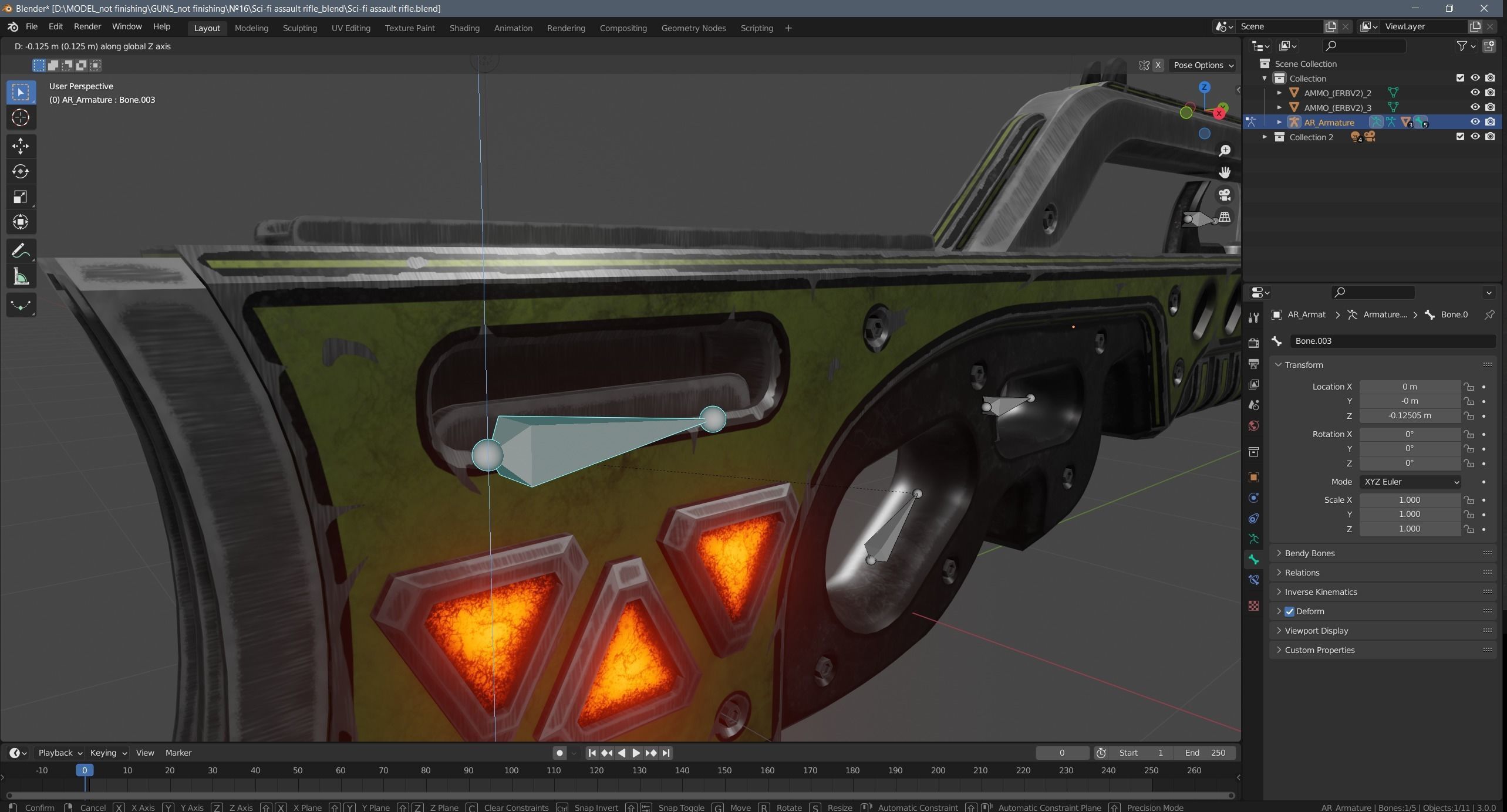Sci-fi assault rifle Low-poly 3D model_25
