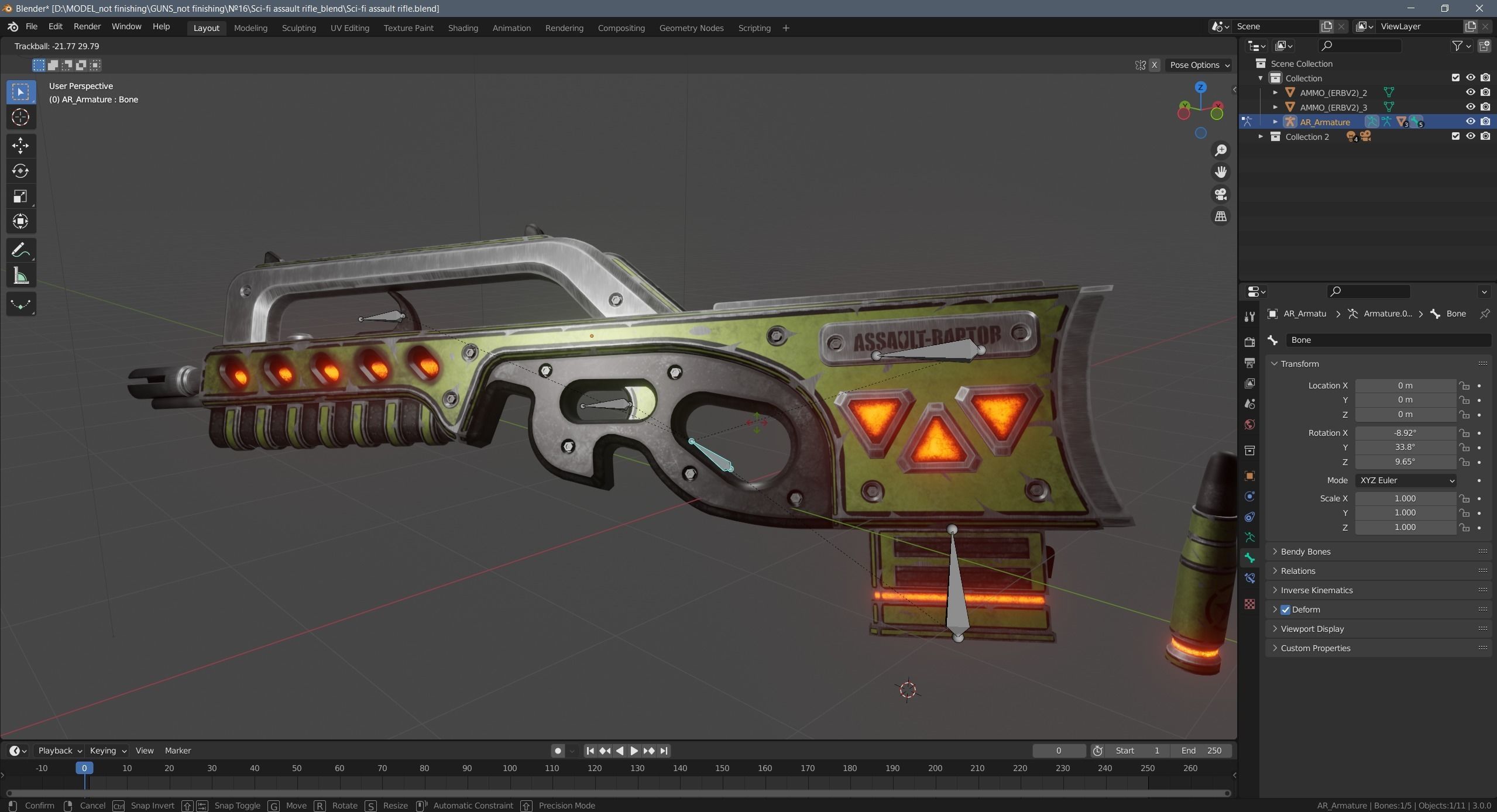 Sci-fi assault rifle Low-poly 3D model_27