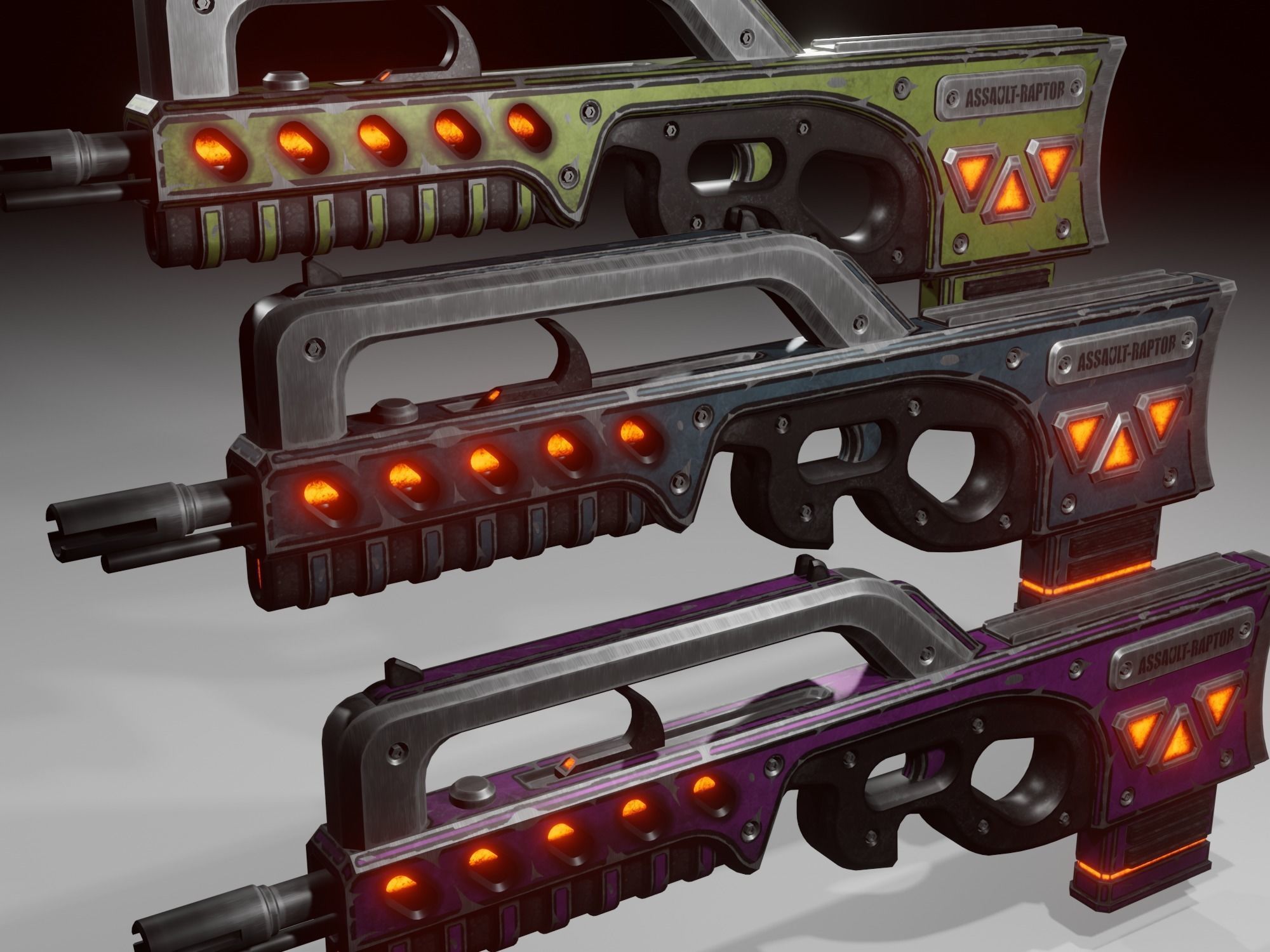 Sci-fi assault rifle Low-poly 3D model_10