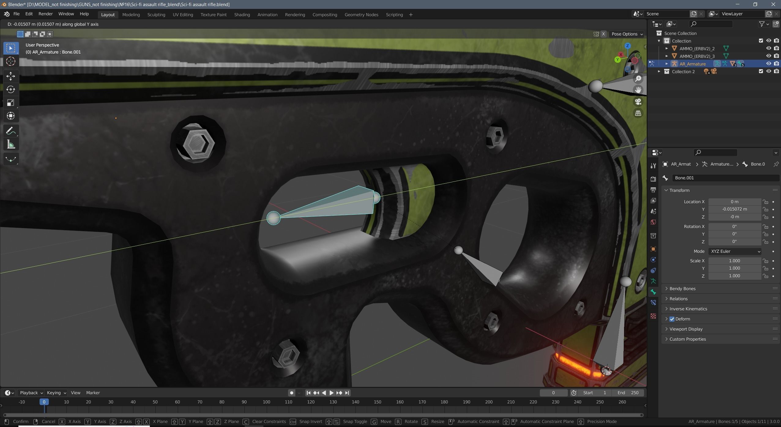 Sci-fi assault rifle Low-poly 3D model_23