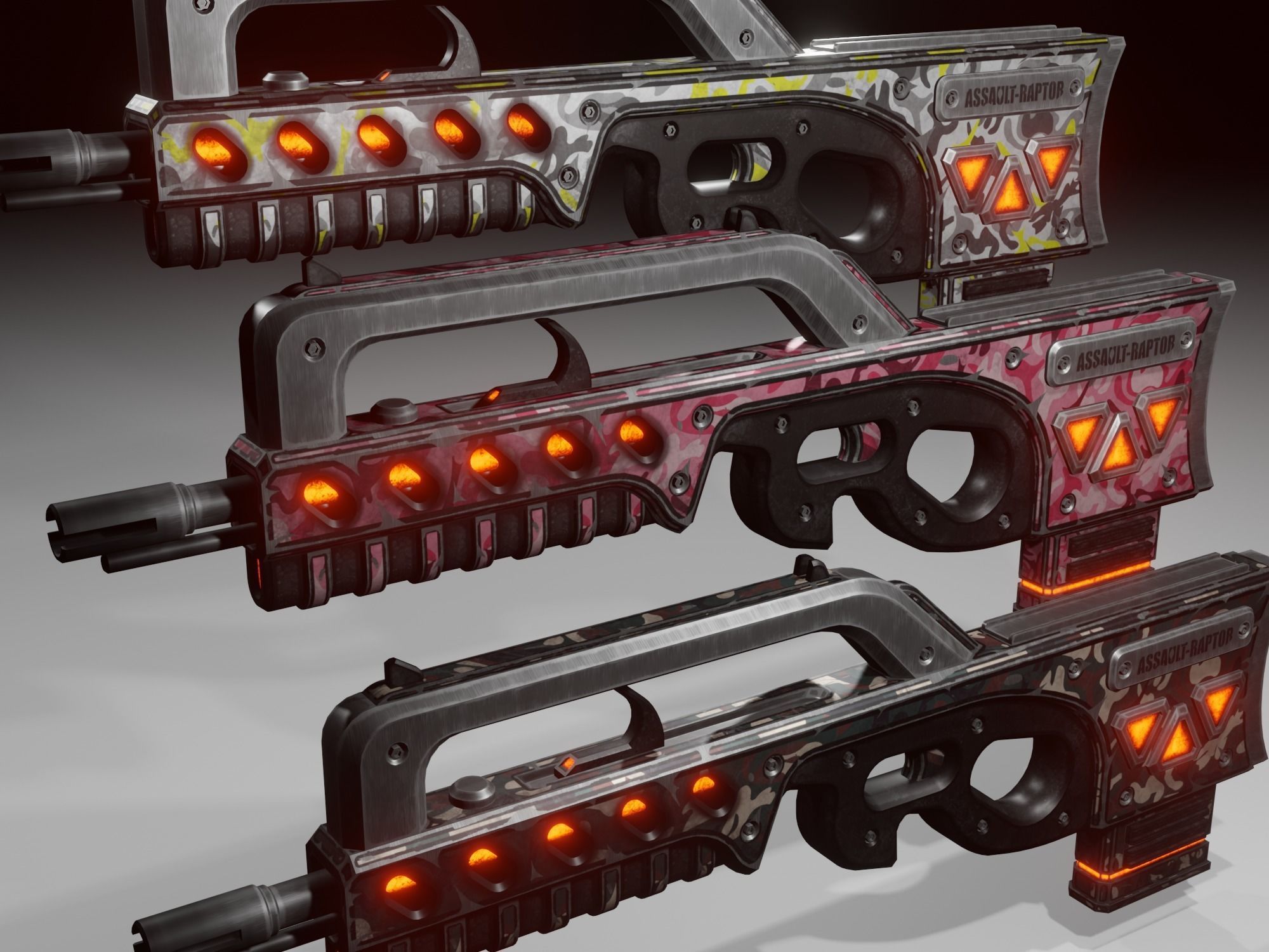 Sci-fi assault rifle Low-poly 3D model_14