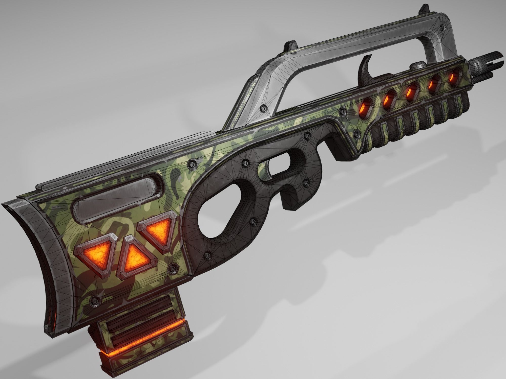 Sci-fi assault rifle Low-poly 3D model_6