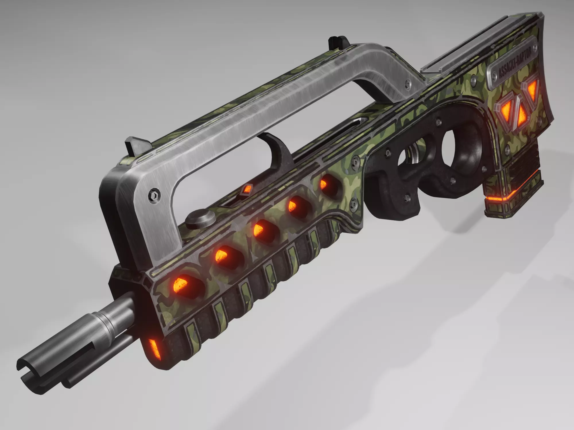 Sci-fi assault rifle Low-poly 3D model_0