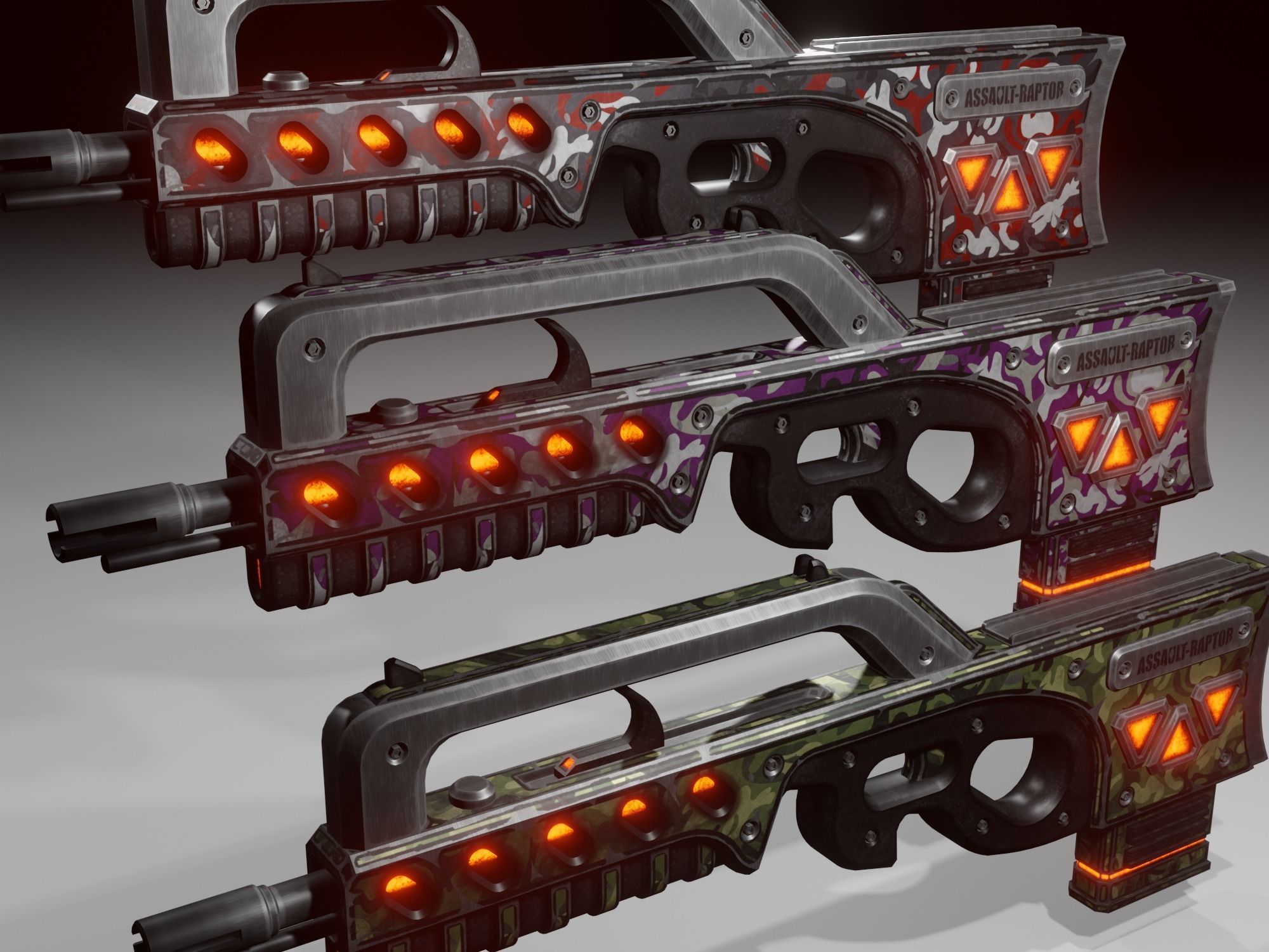 Sci-fi assault rifle Low-poly 3D model_13