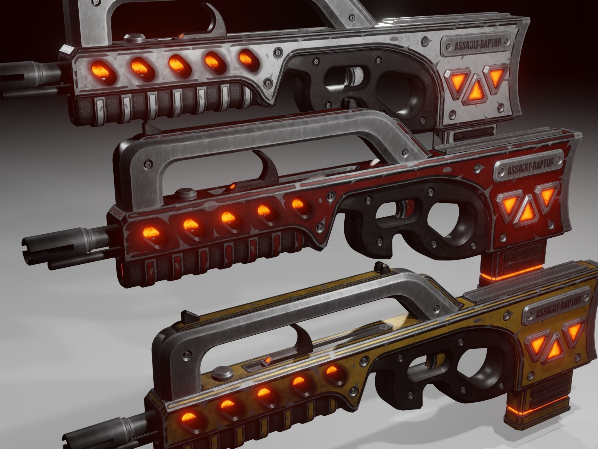 Sci-fi assault rifle Low-poly 3D model_11