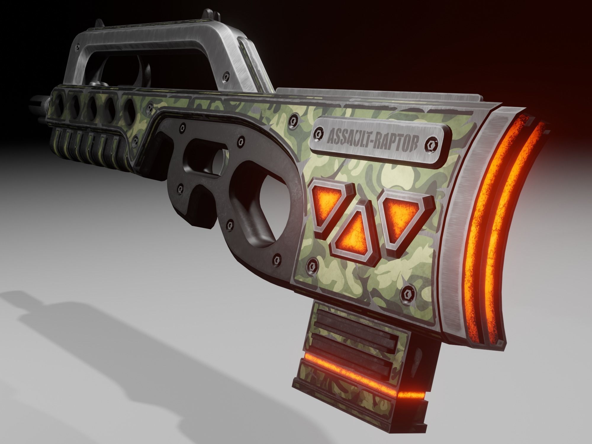 Sci-fi assault rifle Low-poly 3D model_3