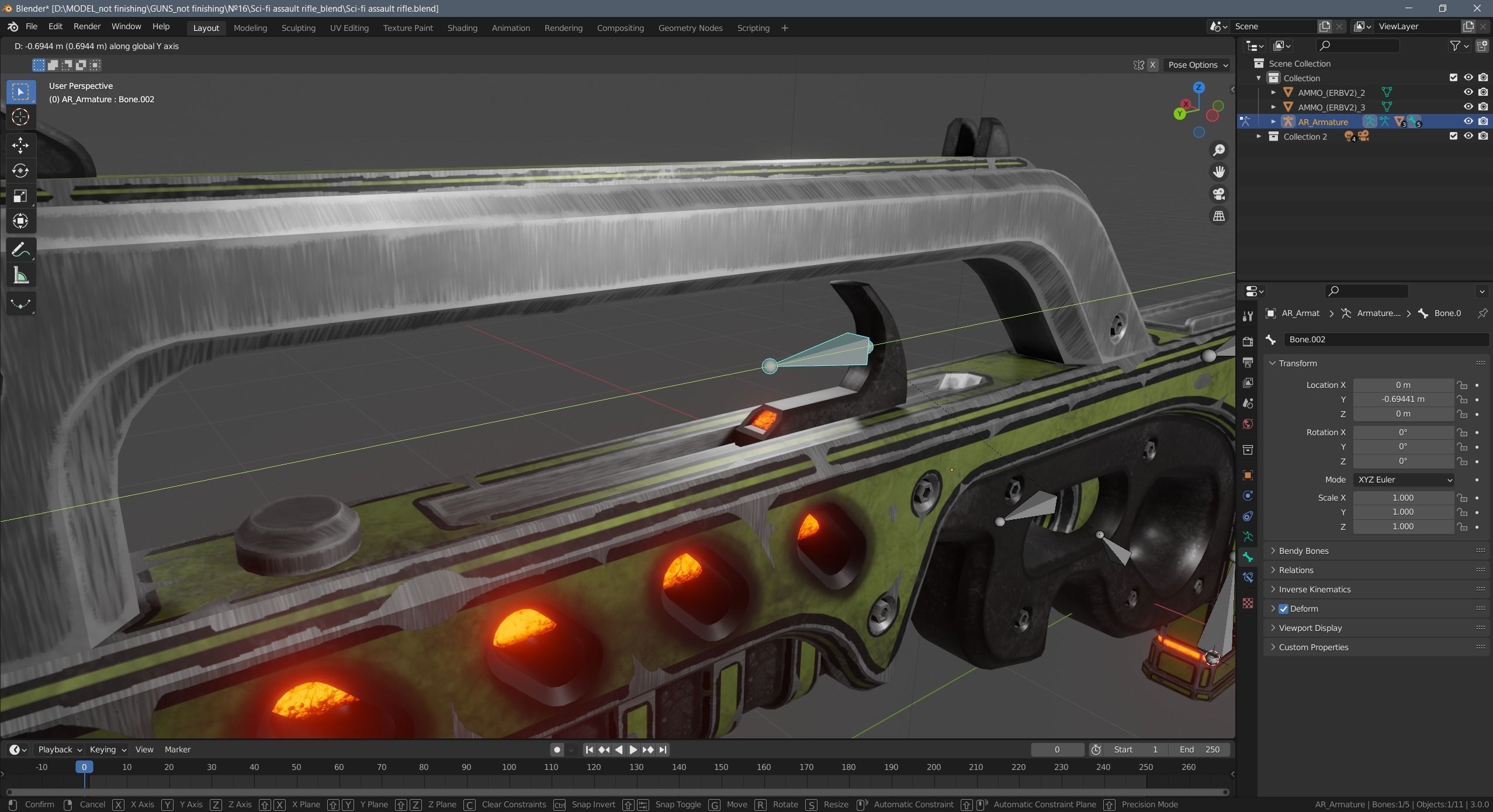 Sci-fi assault rifle Low-poly 3D model_24