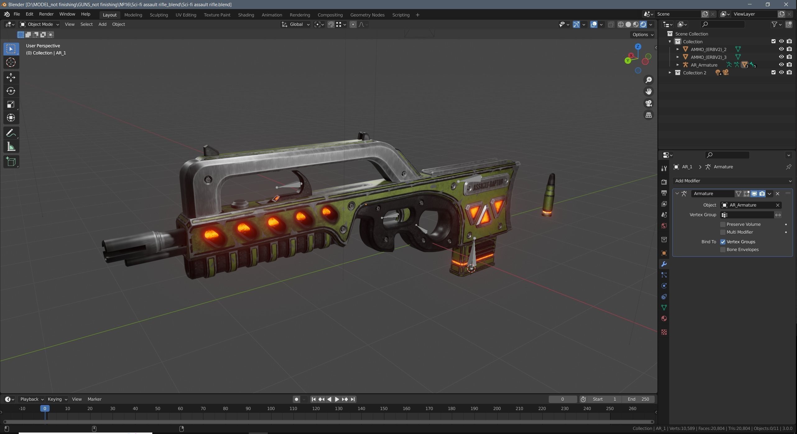 Sci-fi assault rifle Low-poly 3D model_22
