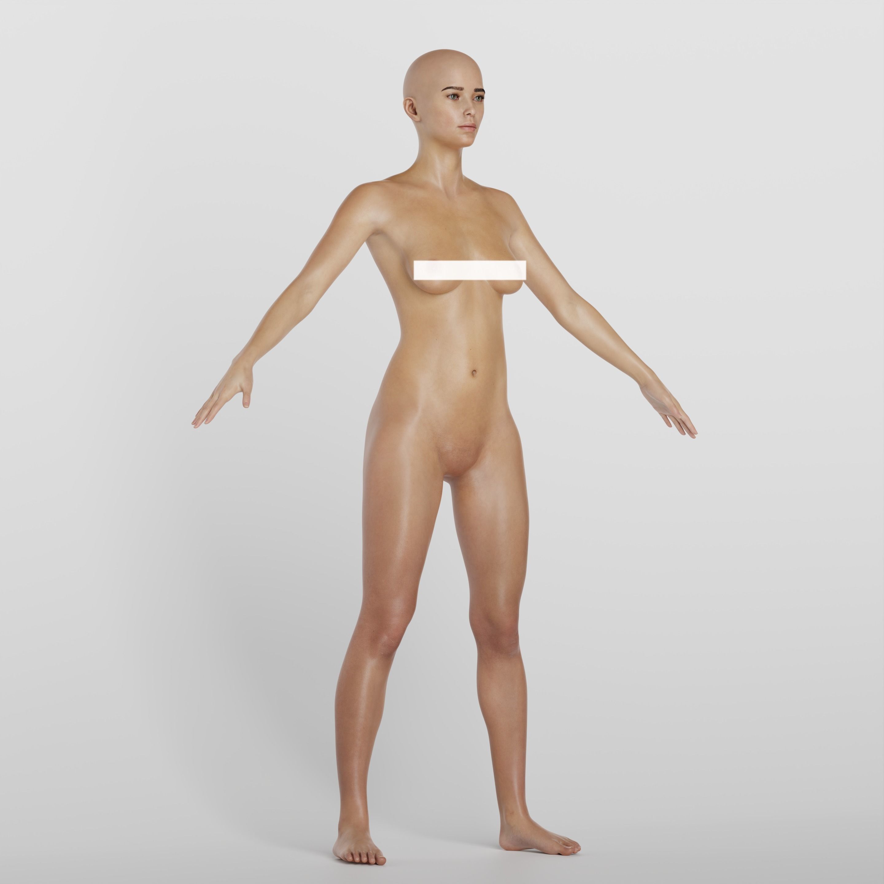 Realistic woman character Low-poly 3D model_3